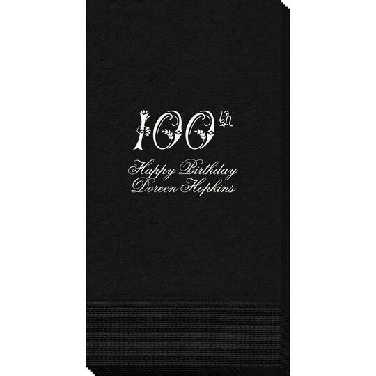 Elegant 100th Scroll Guest Towels